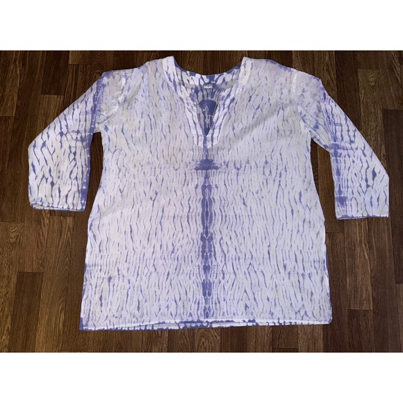 Tops - XL Tie Dye Tunic Top 3/4 Sleeve V‎ Neck Cotton Boho Bohemian Casual